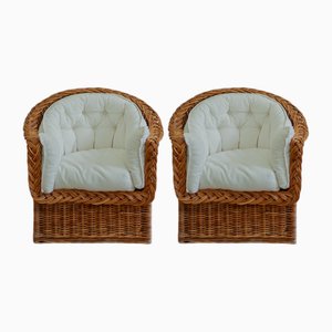 Butacas de ratán atribuidas a Vivai del Sud, años 70. Juego de 2