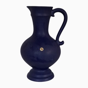 German Handmade Dark Blue Glazed Floor Vase from Stein-Keramik Julchen, 1980s