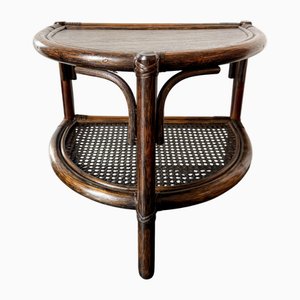 Mid-Century Rattan and Cane Half-Moon Wall Table, 1960s