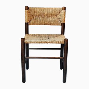 Wooden Chair with Rush Seat and Backrest, 1970s