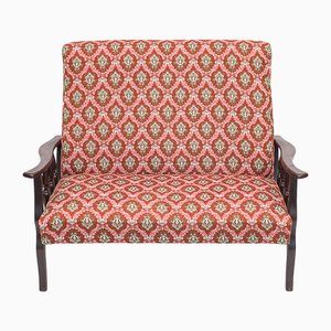 2-Seater Bench with Walnut Frame, 1940s