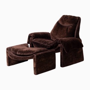 Set of Postmodern Proposals P60 Lounge Chair and Ottoman by Vittorio Introini for Saporiti, Italy, 1970s
