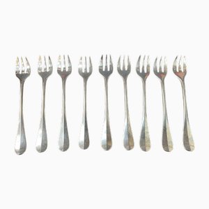 Versilberte Vieux Austerngabeln von Christofle, Paris, Frankreich, 9 . Set