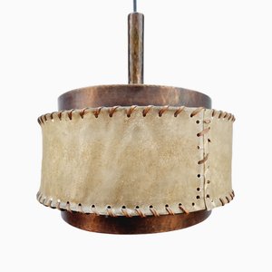 Lampada vintage industriale in rame, anni '70