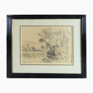 Maximilien Luce, Drawing, 1920s, Pencil and Watercolor, Framed