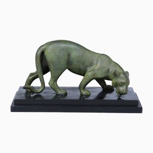 French Art Deco Patinated Bronze Panther by Irénée Rochard, 1920s