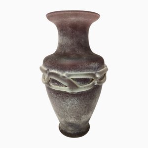 Vintage Italian Brown Scavo Glass Vase, 1980s