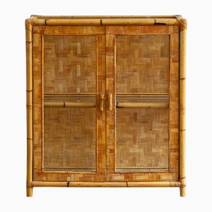 Bamboo, Pressed Bamboo and Glass Display Cabinet, 1970s