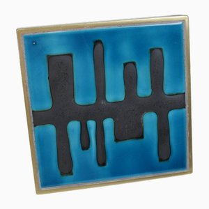 Mid-Century Belgian Modernist Door Handle with Amphora Ceramic Inlay, 1960s