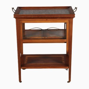 Antique Mahogany Serving Trolley with Pull-Out Tray, 1900s