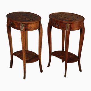 Antike Beistelltische im Louis XV Stil mit Chinoiserie Intarsie, 1920er, 2er Set