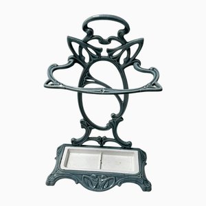Art Nouveau Enameled Iron Umbrella Stand, 1900s
