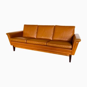 Mid-Century Danish 3 Person Sofa in Cognac Leather from Nili Stoppmøbler, 1970s