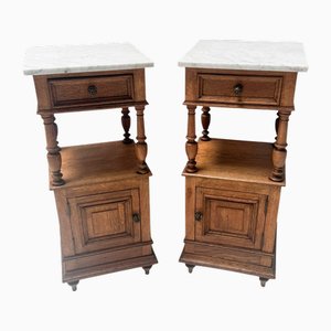 Tables de Chevet Art Nouveau avec Dessus en Marbre, 1900s, Set de 2