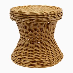 Mid-Century Modern Rattan Stool with Storage Space, Italy, 1960s