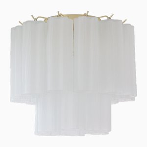 Frosted Murano Glass Chandelier, Italy, 1990s