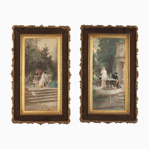 Marcus Stone, Untitled, Lithograph, Framed, Set of 2