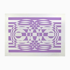 Victor Debach, Lila Komposition, 1970er, Siebdruck