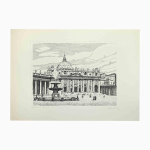 Giuseppe Malandrino, View of Saint Peter's Square, 1970s, Etching