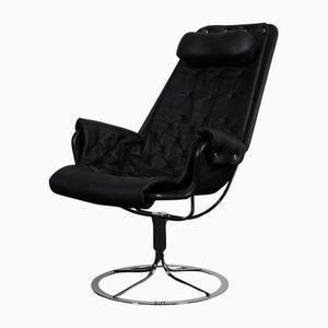 Jetson Lounge Chair in Black Leather by Bruno Mathsson for Dux, 2000s