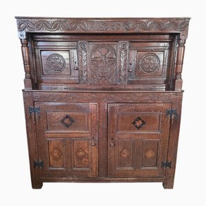 Antique Oak Inlaid Court Cupboard