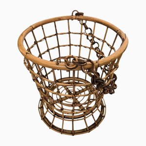 Panier Style Riviera en Bambou en Rotin, Italie, 1960s