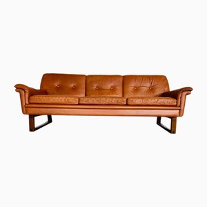 Mid-Century Danish Cognac 3-Seater Sofa by Svend Skipper, 1970s