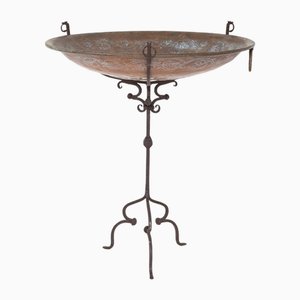 Large Decorative Copper Plate with Wrought Iron Structure, 1950s