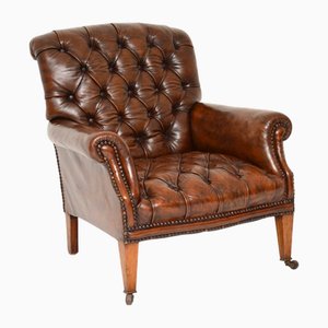 Antique Edwardian Leather Armchair, 1890s
