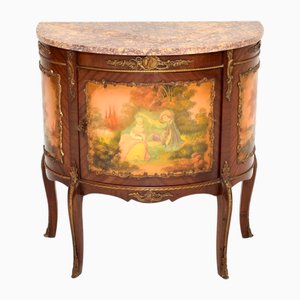 Antique French Marble Top Painted Cabinet, 1930s