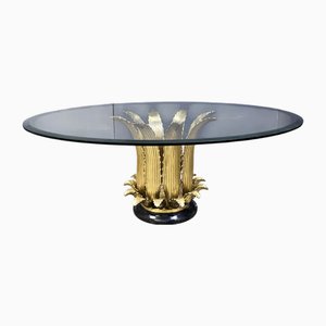 Italian Brass Leaf and Marble Coffee Table, 1970s