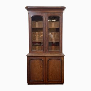English Mahogany Double-Section Bookcase, 19th Century