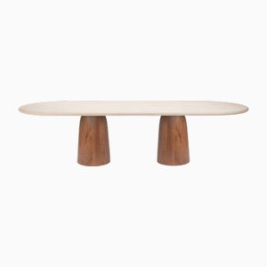 Menhir Natural Plaster Table with Walnut Base by Isabelle Beaumont for Atelier BB