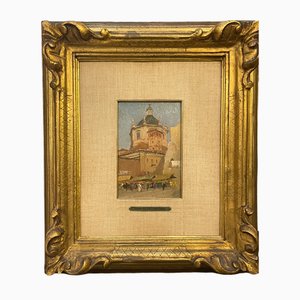 Église de San Lorenzo, 1920s, Huile sur Panneau, Encadrée