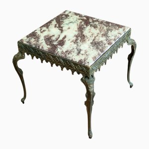 Table Basse en Laiton avec Plateau en Marbre, 1950s