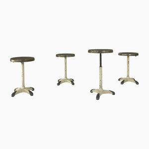 Vintage Italian Industrial Stools in Lacquered Metal, 1930, Set of 4