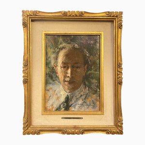 Vittorio Gussoni, Self-Portrait, 1800s, Oil on Panel, Framed