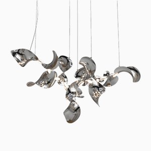 Dune 12 Cluster Pendant Light with Silver Anodized Shades by Daniel Becker