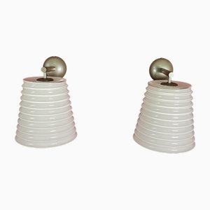 Vintage Wall Lamps in Milky White Murano Glass from Leucos, 1980s, Set of 2
