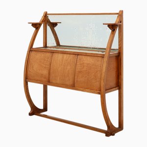 Mobiletto Art Déco in legno con specchio, anni '20