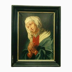 Young Woman in Prayer, 1800s, Oil on Canvas, Framed