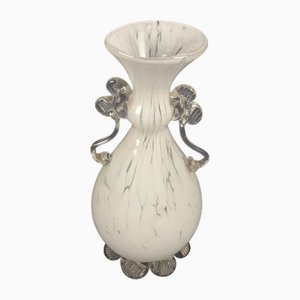 White Spotted Murano Glass Vase from Barovier & Toso, 1960s