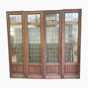 Antique Oak Partition Doors, 1800s, Set of 4