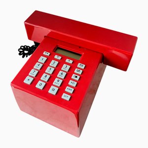 Rotes Vintage Kubus Telefon von Jan Des Bouvrie, 1980er
