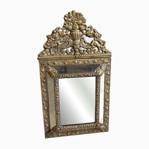 Antique Napoleon III Gilt Brass Mirror with Parcloses, 1860s