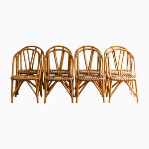 Eight Bamboo Chairs, 1970s, Set of 8
