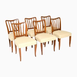Sillas de comedor italianas vintage de nogal, 1950. Juego de 6
