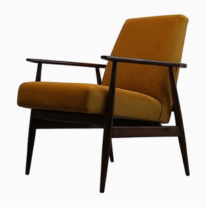 Butaca Mid-Century de terciopelo Goldenrod de Henryk Lis, 1967