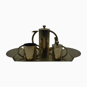 Marino Marini Design for Laras Pd 4cp Brass Coffee Set, Italy 1960s by Marino Marini, Set of 4