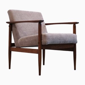 Poltrona Mid-Century con rivestimento grigio, anni '60